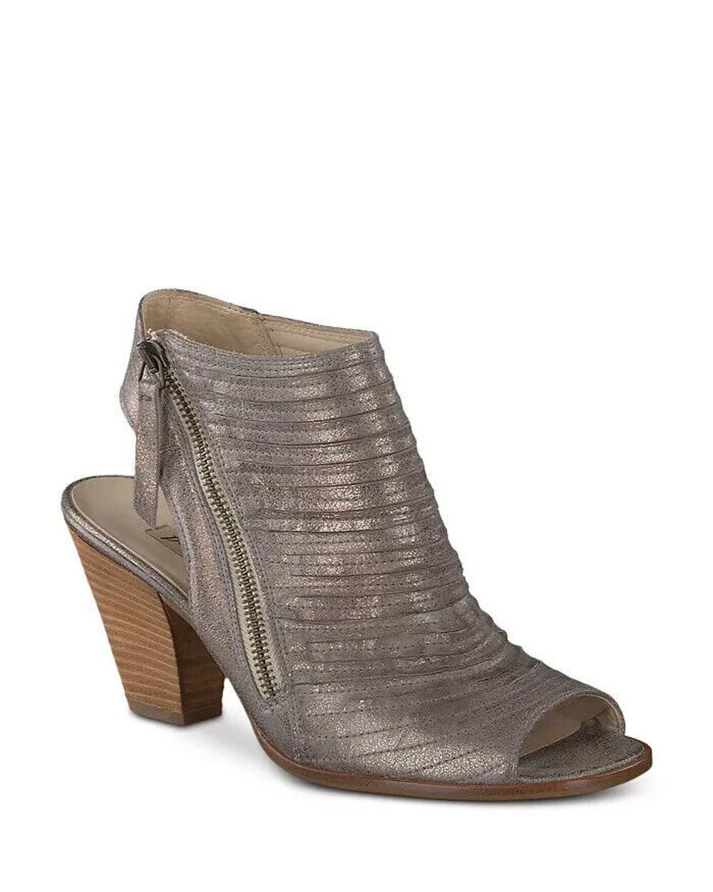 Paul Green Cayenne Peep Toe Bootie Boot Heel Smoke Brush Metallic 7 UK 9.5 US